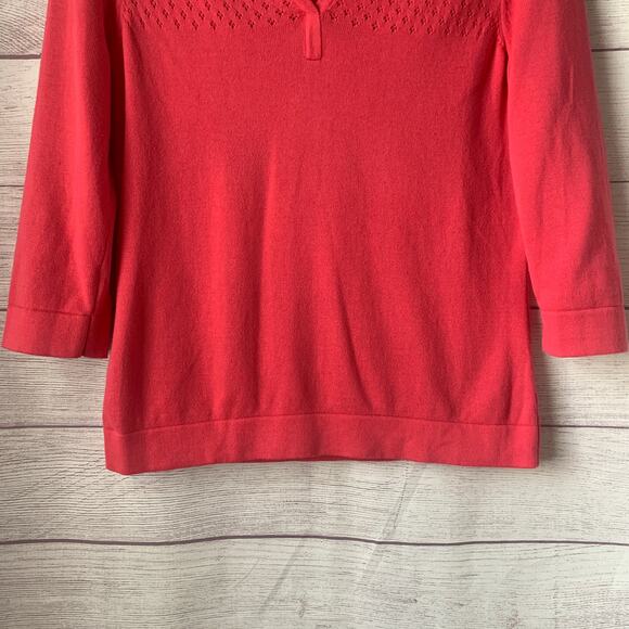Hampshire Studio Coral Sweater with Knitwork Detail Shoulders Size Petite Small - Picture 3 of 13